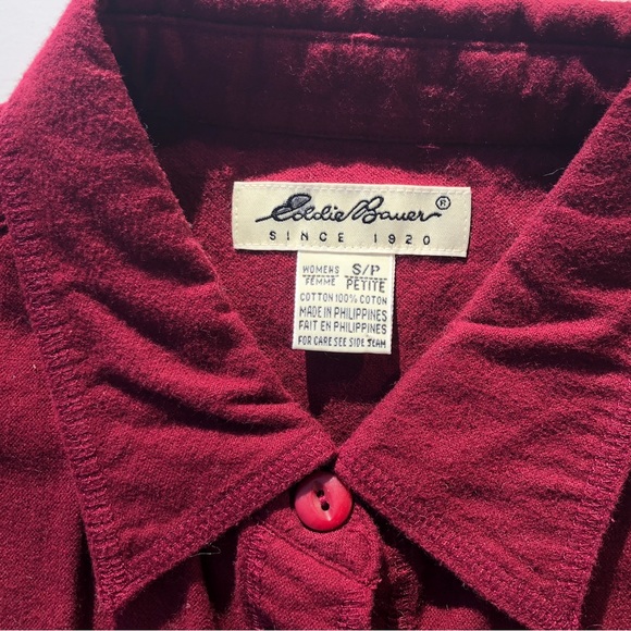 90s Eddie Bauer Oversized Cotton Flannel Shirt Like New Condition Small Vintage - Picture 2 of 4